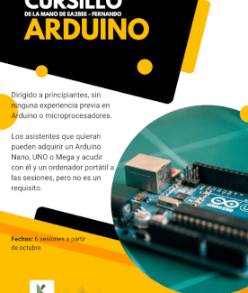 Imagen del cartel del curso de Arduino, organizado por URV-ABRA Barakaldo Bizkaia